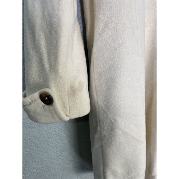 Lands End Peacoat Womens 2 Cream Wool Blend Midi Winter Coat Single Breasted - Picture 5 of 10